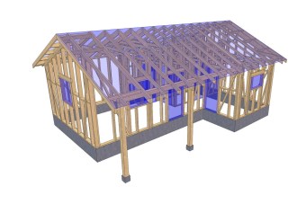 karkasinis namelis iki 50m2 su terasa projektas